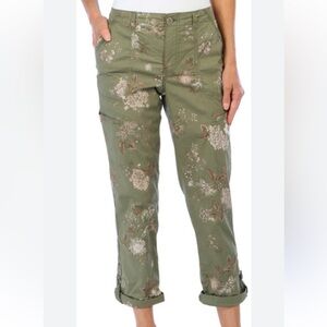 Democracy Flex-ellent Floral Print Utility Cargo Pants Women's Sz 6 Olive Green